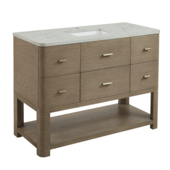 Lucian 48" Single Vanity, Pebble Oak w/ 3 CM Victorian Silver Quartz Top - Image 5