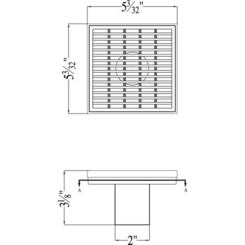 Dawn® Wheaton River Series - Square Shower Drain 5"L In Polished satin - Image 2