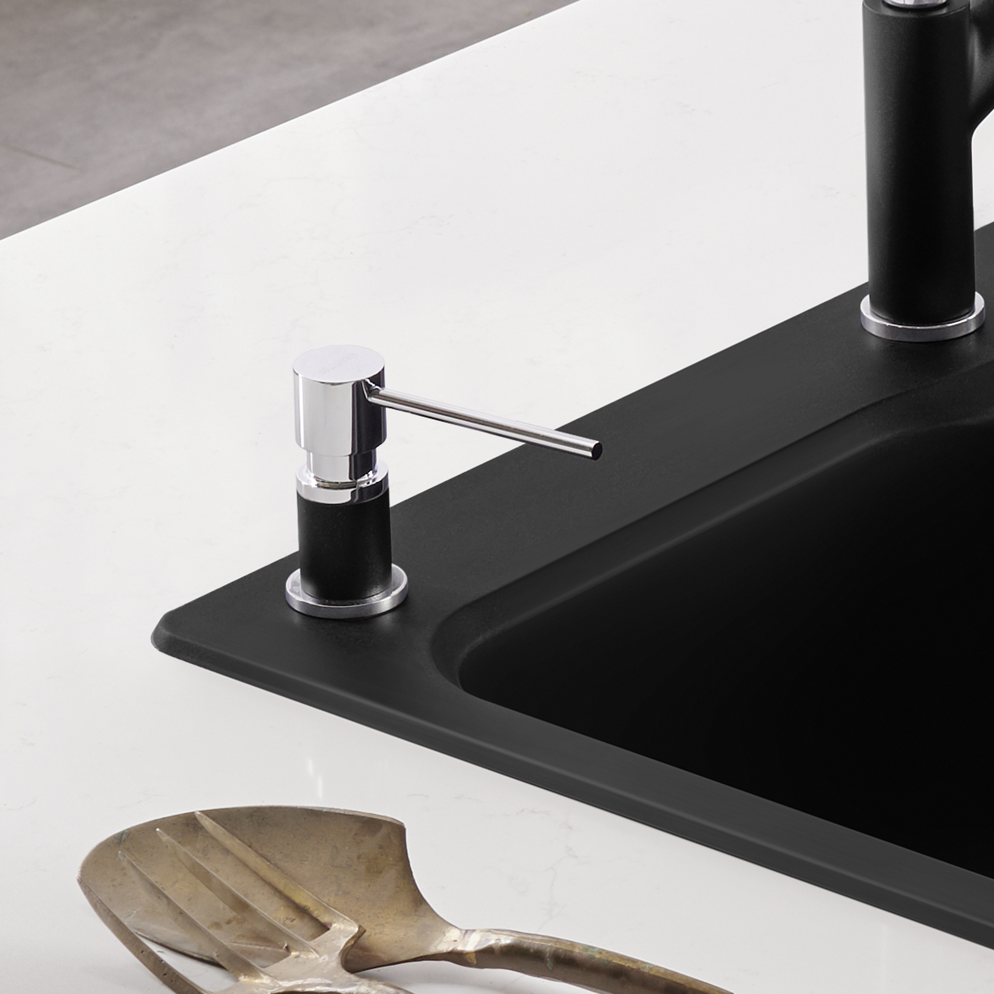 Blanco Lato Soap Dispenser - Chrome/Coal Black - Image 3