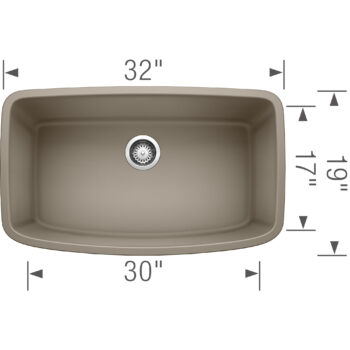 Blanco Valea SILGRANIT 32" Super Single Undermount Kitchen Sink - Truffle - Image 3