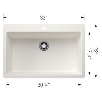 Blanco Liven SILGRANIT 33" Super Single Dual Mount Kitchen Sink - White - Image 3