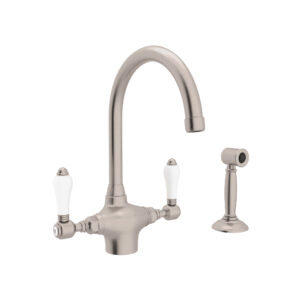 ROHL San Julio® Two Handle Kitchen Faucet With Side Spray In Satin Nickel