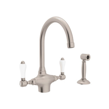 ROHL San Julio® Two Handle Kitchen Faucet With Side Spray In Satin Nickel