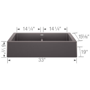 Blanco Vintera SILGRANIT 33" Double Bowl Apron-Front Farmhouse Sink - Cinder - Image 3