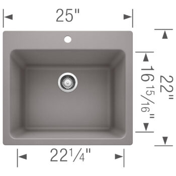 Blanco Liven SILGRANIT 25" Single Bowl Dual Mount Laundry Sink - Metallic Gray - Image 6