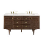 Amberly 60" Double Vanity, Mid-Century Walnut