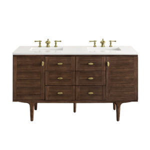 Amberly 60″ Double Vanity, Mid-Century Walnut