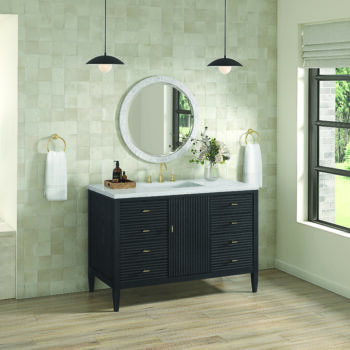 Myrrin 48" Vanity, Carbon Oak w/ 3 CM Arctic Fall Solid Surface Top - Image 4