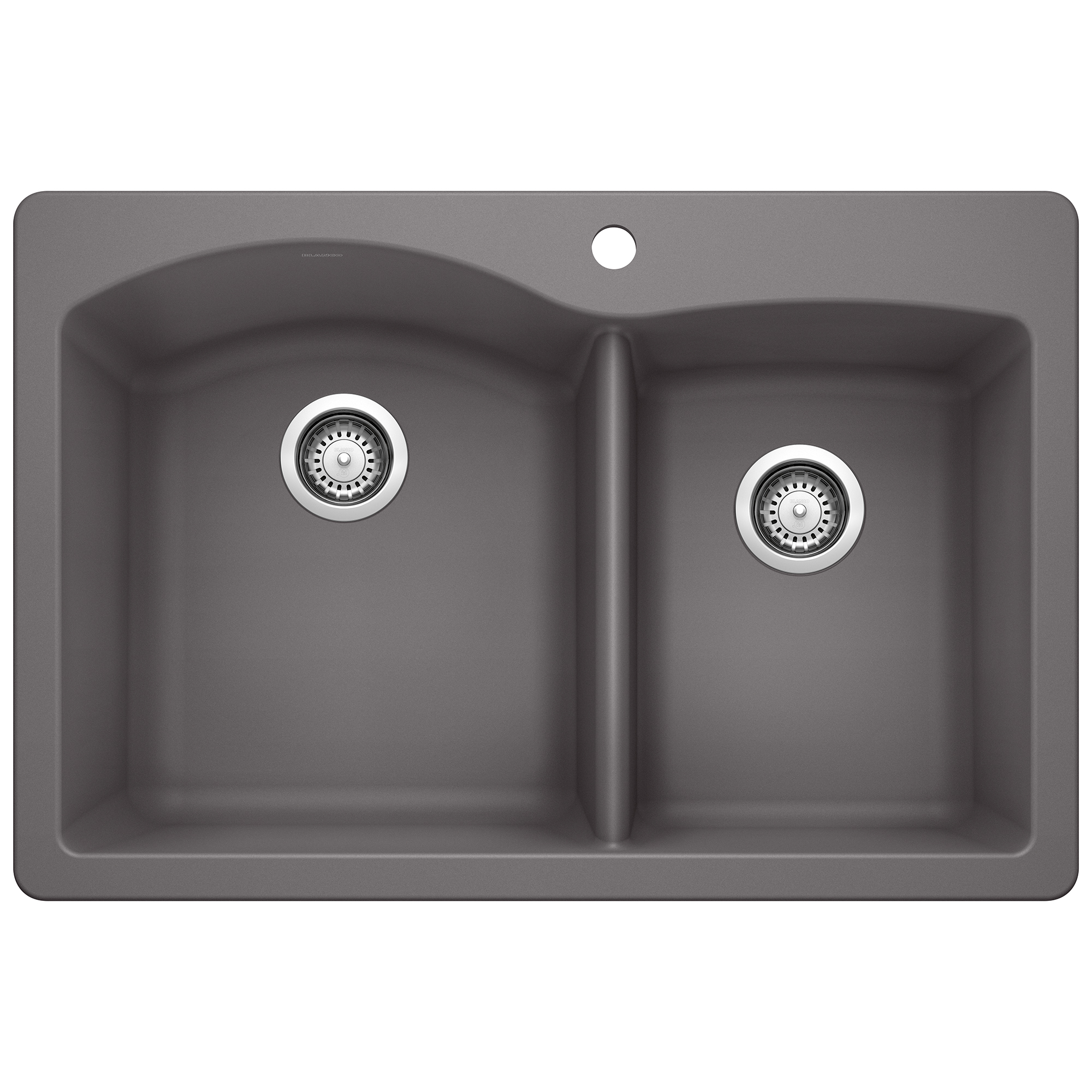 Blanco Diamond SILGRANIT 33" 60/40 Double Bowl Dual Mount Kitchen Sink - Cinder