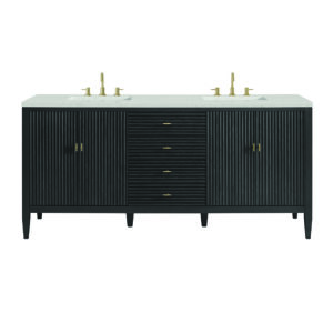 Myrrin 72″ Double Vanity, Carbon Oak w/ 3 CM Lime Delight Quartz Top
