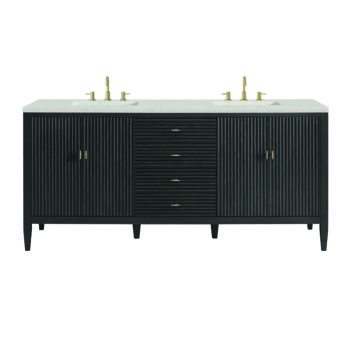 Myrrin 72" Double Vanity, Carbon Oak w/ 3 CM Lime Delight Quartz Top