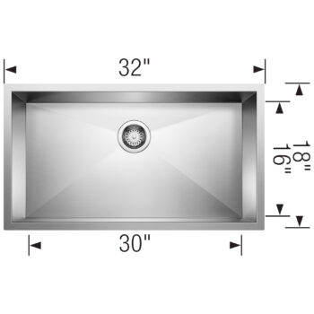 Blanco Quatrus R0 32" Single Bowl Undermount Stainless Steel Kitchen Sink - Image 7