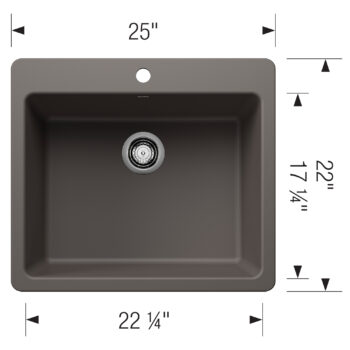 Blanco Liven SILGRANIT 25" Single Bowl Dual Mount Kitchen Sink - Volcano Gray - Image 3