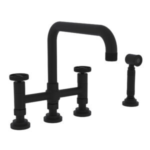 ROHL Campo™ Bridge Kitchen Faucet With Side Spray In Matte Black
