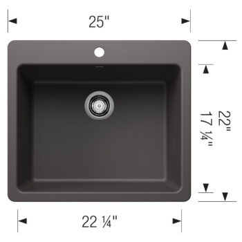 Blanco Liven SILGRANIT 25" Single Bowl Dual Mount Kitchen Sink - Cinder - Image 3