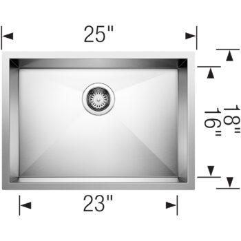 Blanco Quatrus R0 25" Single Bowl Undermount ADA Stainless Steel Kitchen Sink - Image 5