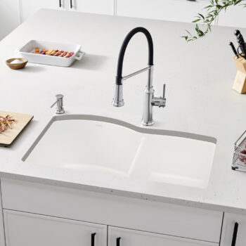 Blanco Diamond SILGRANIT 32" 60/40 Double Bowl Undermount Kitchen Sink - White - Image 2