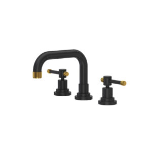 ROHL Campo™ Widespread Lavatory Faucet With U-Spout In Matte Black/Unlacqrd Brass