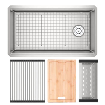 ROHL Culinario™ 33" Stainless Steel Chef/Workstation Sink With Accessories In Brushed Stainless Steel