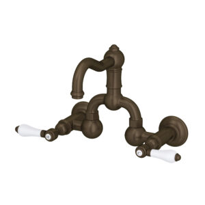 ROHL Acqui® Wall Mount Bridge Lavatory Faucet With Column Spout In Tuscan Brass