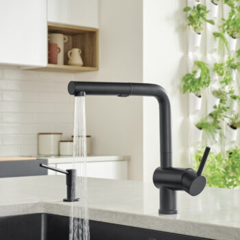 Blanco Linus Low Arc Pull-Out Dual-Spray Kitchen Faucet 1.5 GPM - Coal Black - Image 4