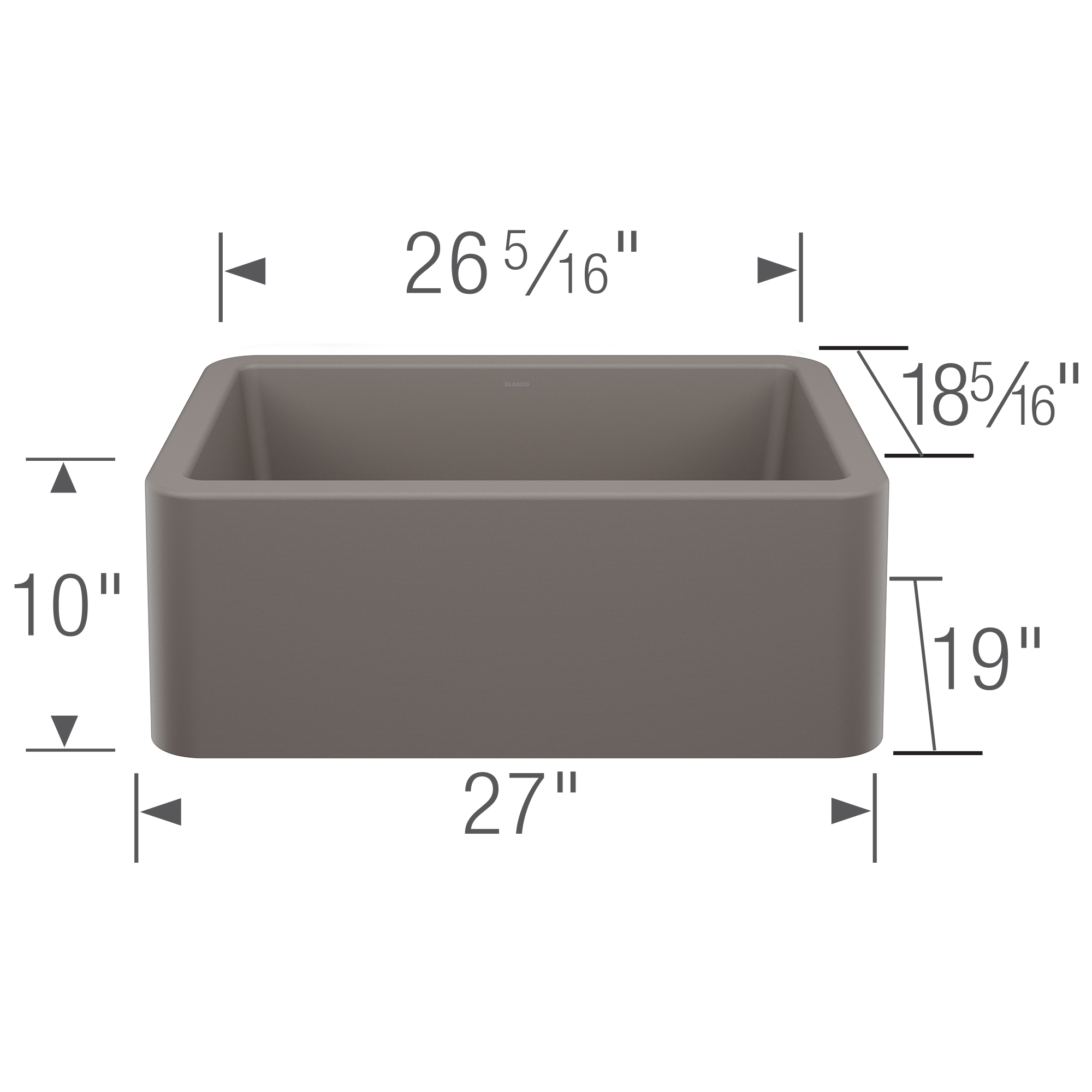 Blanco Ikon SILGRANIT 27" Single Bowl Apron-Front Farmhouse Sink - Volcano Gray - Image 3