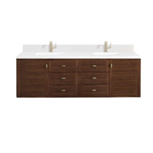 Amberly 72" Double Vanity, Mid-Century Walnut