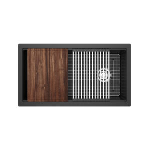 Riobel Fonsa™ 33″ Quartz Chef/Workstation Sink With Accessories In Black
