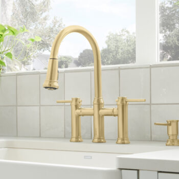 Blanco Empressa Pull-Down Dual-Spray Bridge Faucet 1.5 GPM - Satin Gold - Image 2