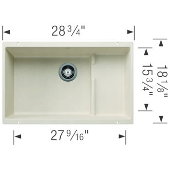 Blanco Precis Cascade SILGRANIT 29" Single Bowl Undermount Kitchen Sink with Colander - Soft White - Image 3
