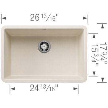 Blanco Precis SILGRANIT 27" Single Bowl Undermount Kitchen Sink - Soft White - Image 3