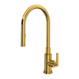 ROHL Lombardia® Pull-Down Kitchen Faucet In Unlacquered Brass