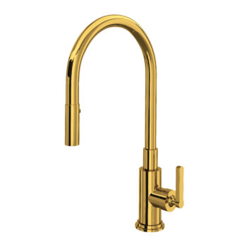 ROHL Lombardia® Pull-Down Kitchen Faucet In Unlacquered Brass