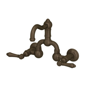 ROHL Acqui® Wall Mount Bridge Lavatory Faucet With Column Spout In Tuscan Brass