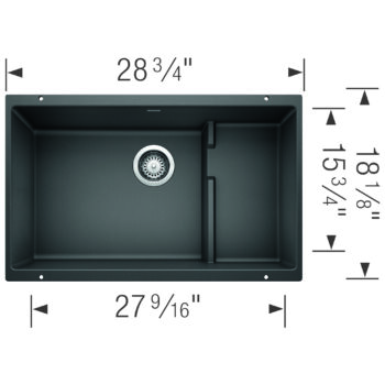 Blanco Precis Cascade SILGRANIT 29" Single Bowl Undermount Kitchen Sink with Colander - Anthracite - Image 5