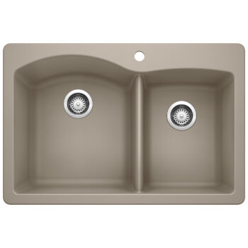 Blanco Diamond SILGRANIT 33" 60/40 Double Bowl Dual Mount Kitchen Sink -  Truffle