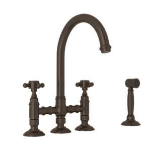 ROHL San Julio® Bridge Kitchen Faucet With Side Spray In Tuscan Brass