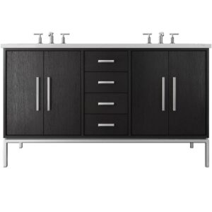 Vander 72″ Rift White Oak Double Bath Vanity In Classic Black