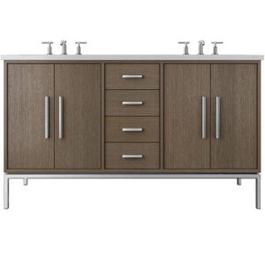 Vander 72″ Rift White Oak Double Bath Vanity In Smoked Modern