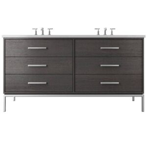 Vander 72″ Rift White Oak Double Drawer Bath Vanity In Gray Weathered