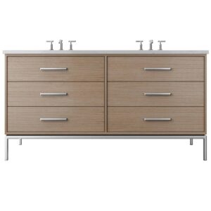 Vander 72″ Rift White Oak Double Drawer Bath Vanity In Natural Weathered
