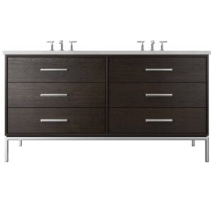 Vander 72″ Rift White Oak Double Drawer Bath Vanity In Rich Brown