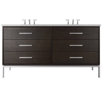Vander 72" Rift White Oak Double Drawer Bath Vanity In Rich Brown