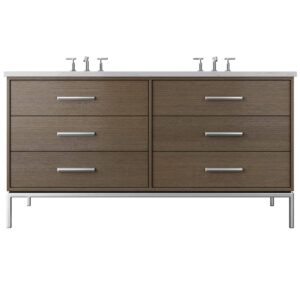 Vander 72″ Rift White Oak Double Drawer Bath Vanity In Smoked Modern