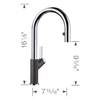 Blanco Urbena Pull-Down Dual-Spray Kitchen Faucet 1.5 GPM - Chrome/Anthracite - Image 10