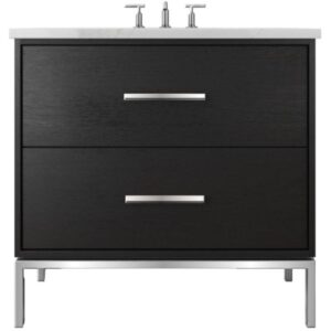 Vander 42″ Rift White Oak Two-Drawer Single Bath Vanity In Classic Black