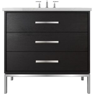 Vander 42″ Rift White Oak Three-Drawer Single Bath Vanity In Classic Black