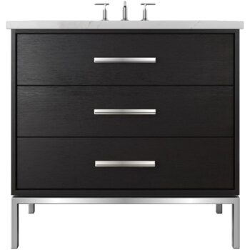 Vander 42" Rift White Oak Three-Drawer Single Bath Vanity In Classic Black