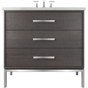Vander 42″ Rift White Oak Three-Drawer Single Bath Vanity In Gray Weathered