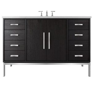 Vander 60″ Rift White Oak Single Extra Wide Bath Vanity In Classic Black